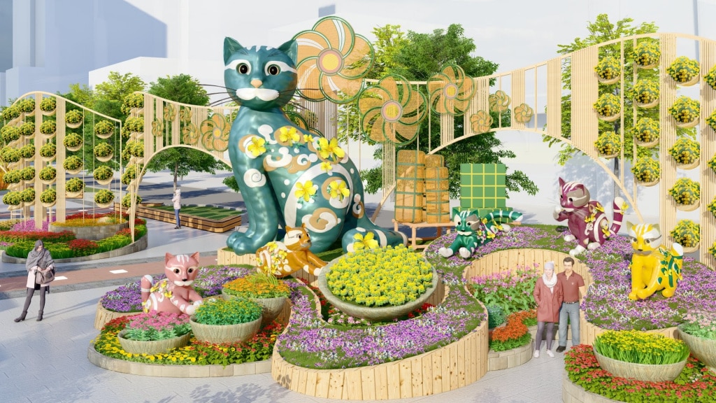 Mô hình trang trí tết Tân Việt điêu khắc