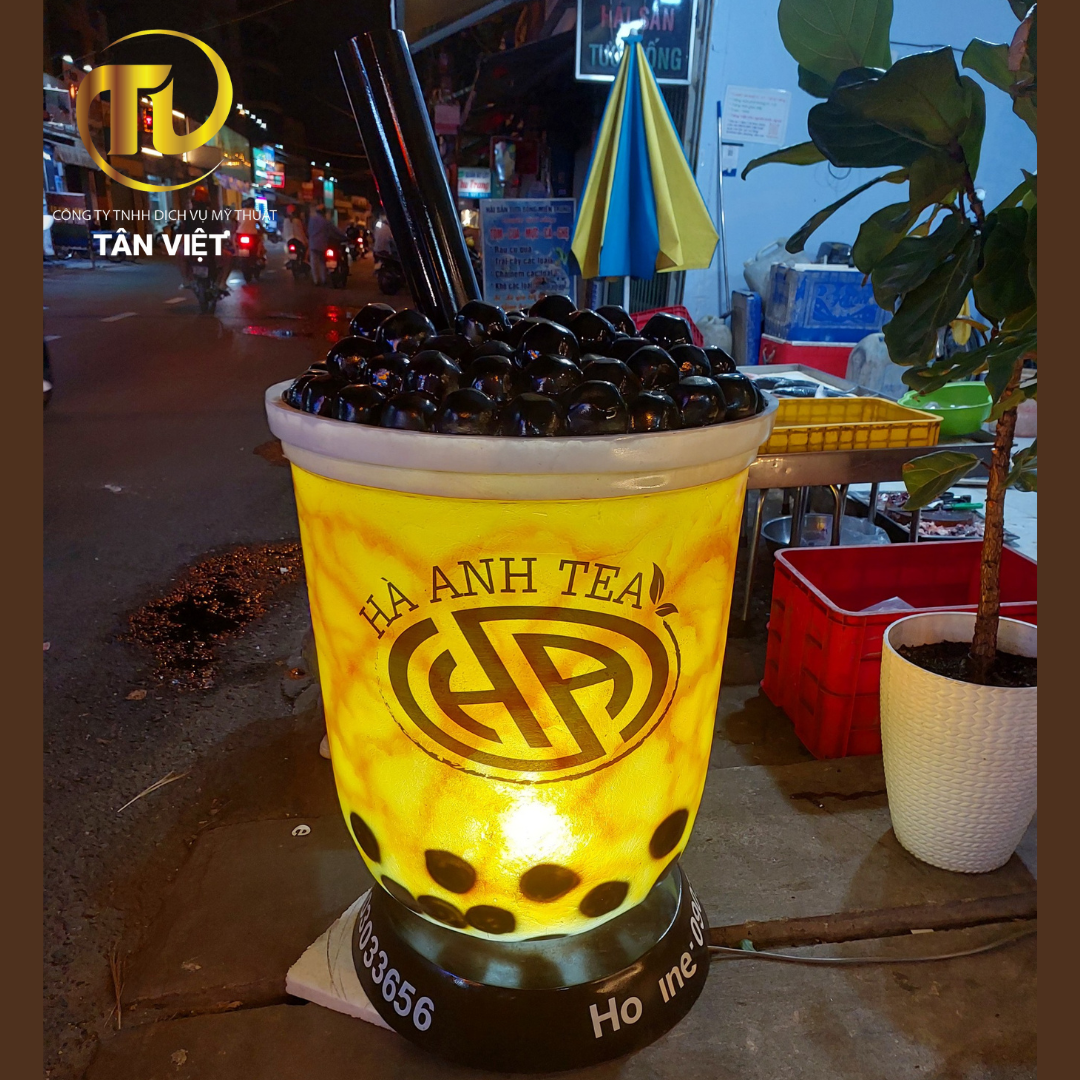 Mô hình ly trà sữa xuyên sáng